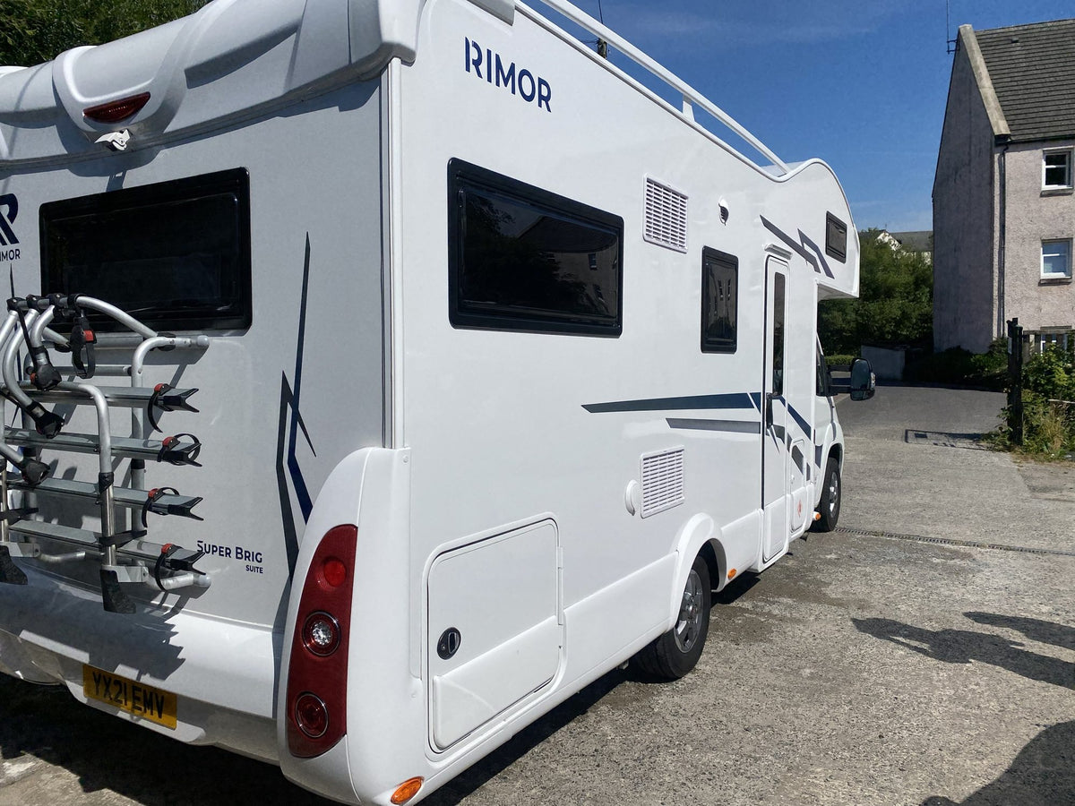 The Braw from the rear quarter, with its bike rack and Super Brig livery